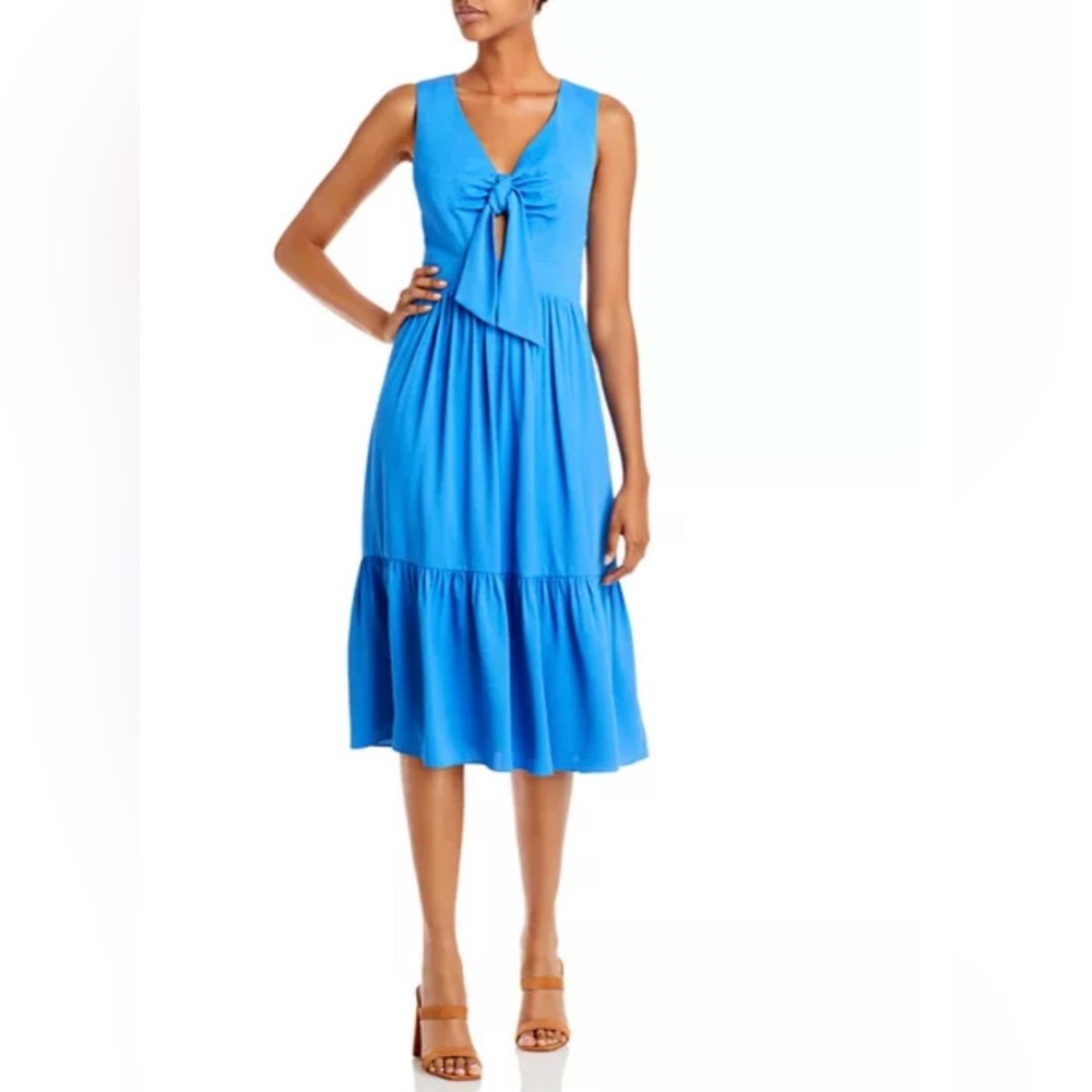BCBG Maxazria Blue Sleeveless V-Neck Midi Sundress